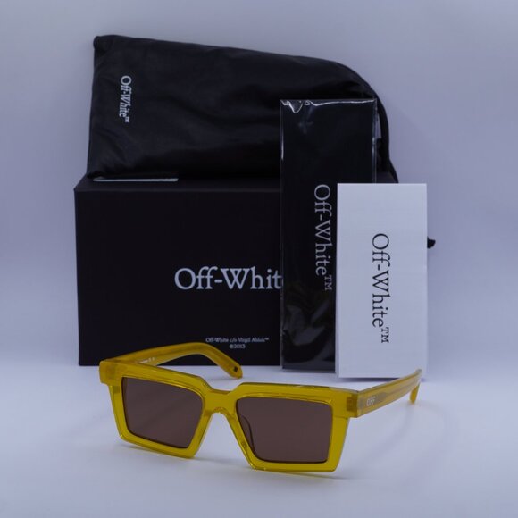 Off-White OERI142 WINDSOR 1864 Sunglasses Yellow Square Frame, Brown Lenses - Picture 10 of 10